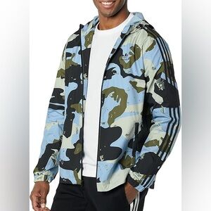 adidas Men's Camo Windbreaker Jacket in Blue, Olive & Black